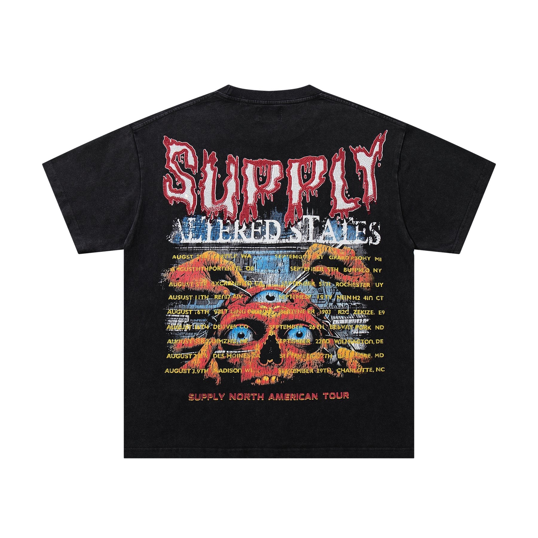 SUPPLY TEE Skull Rhinestone Graphic T-Shirt — back