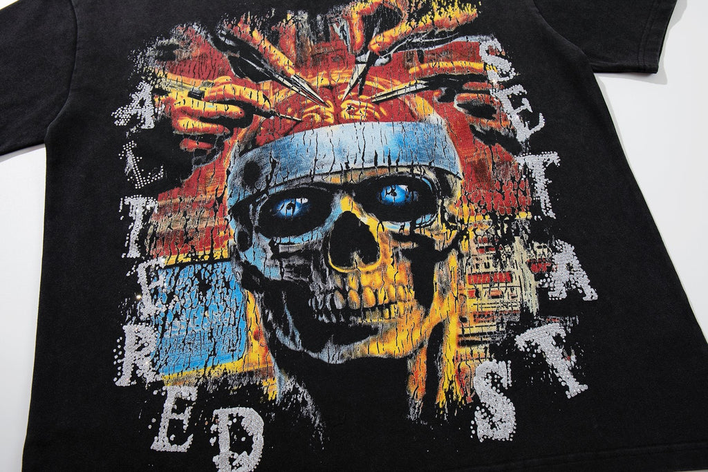 SUPPLY TEE Skull Rhinestone Graphic T-Shirt — detail