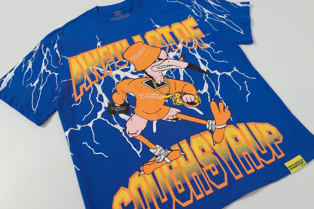 THAT'S A AWFUL LOT OF COUGH SYRUP Lightning Cartoon Graphic T-Shirt — front