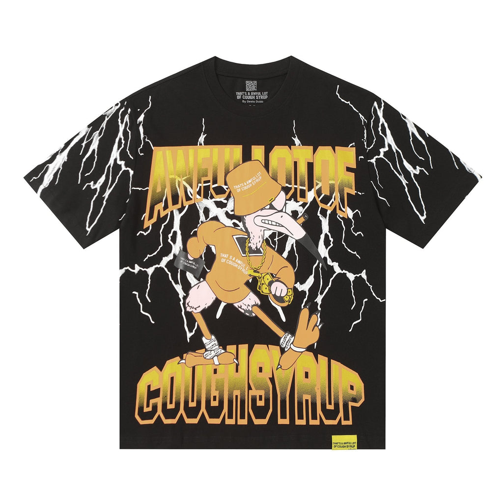THAT'S A AWFUL LOT OF COUGH SYRUP Lightning Cartoon Graphic T-Shirt — front