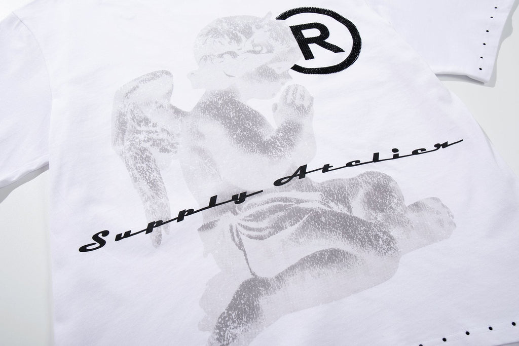 SUPPLY TEE Stud-Trim Flame Graphic T-Shirt — detail