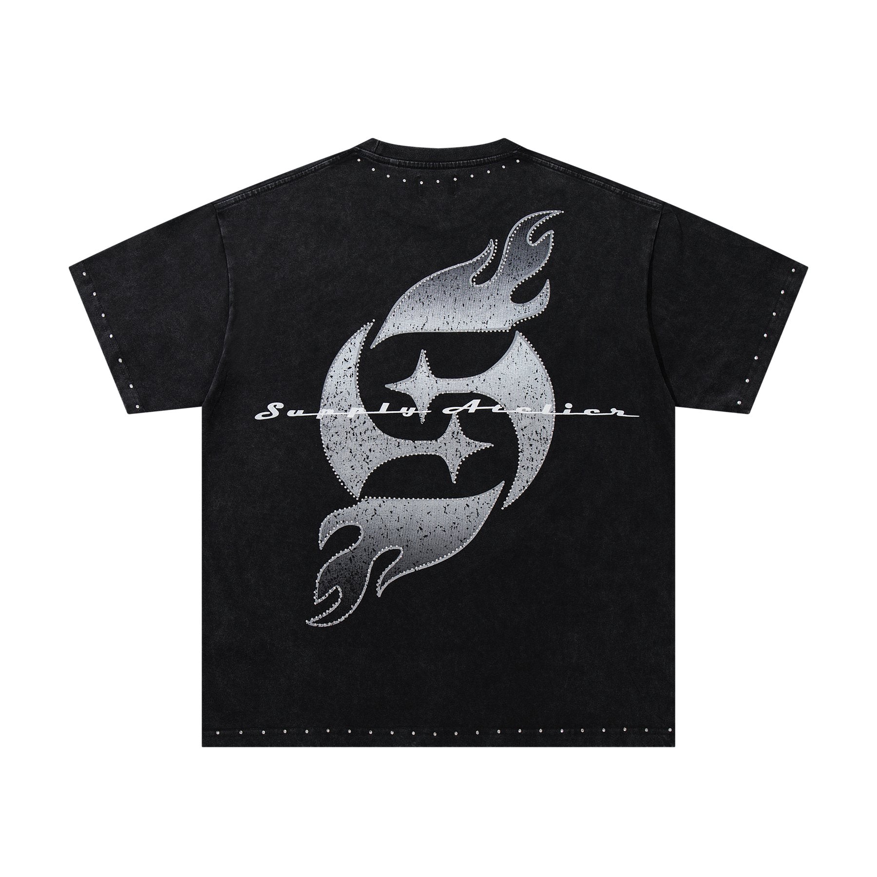 SUPPLY TEE Stud-Trim Flame Graphic T-Shirt — back