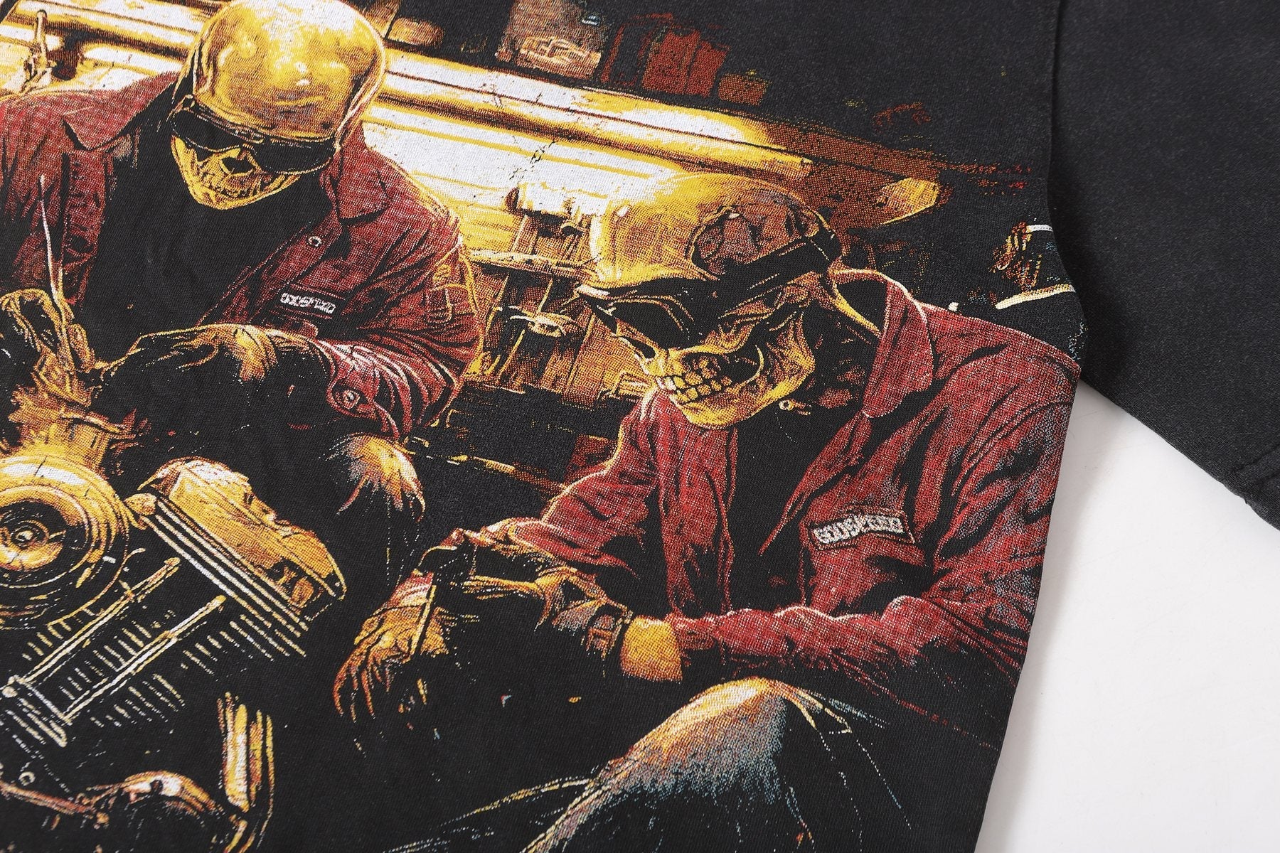 Godspeed Biker Workshop Graphic T-Shirt — detail