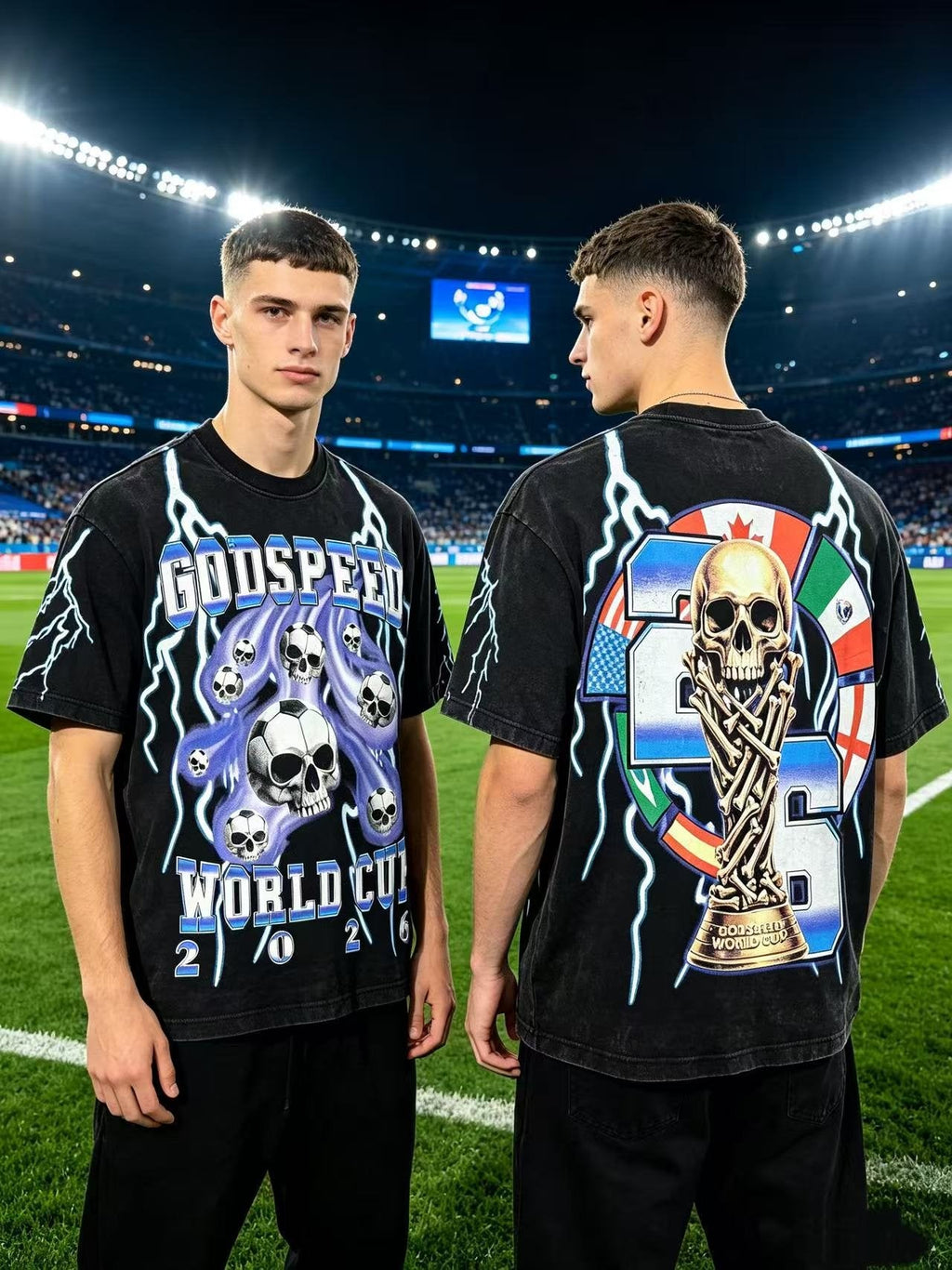 Godspeed World Cup 2026 Skull Soccer Graphic T-Shirt — context