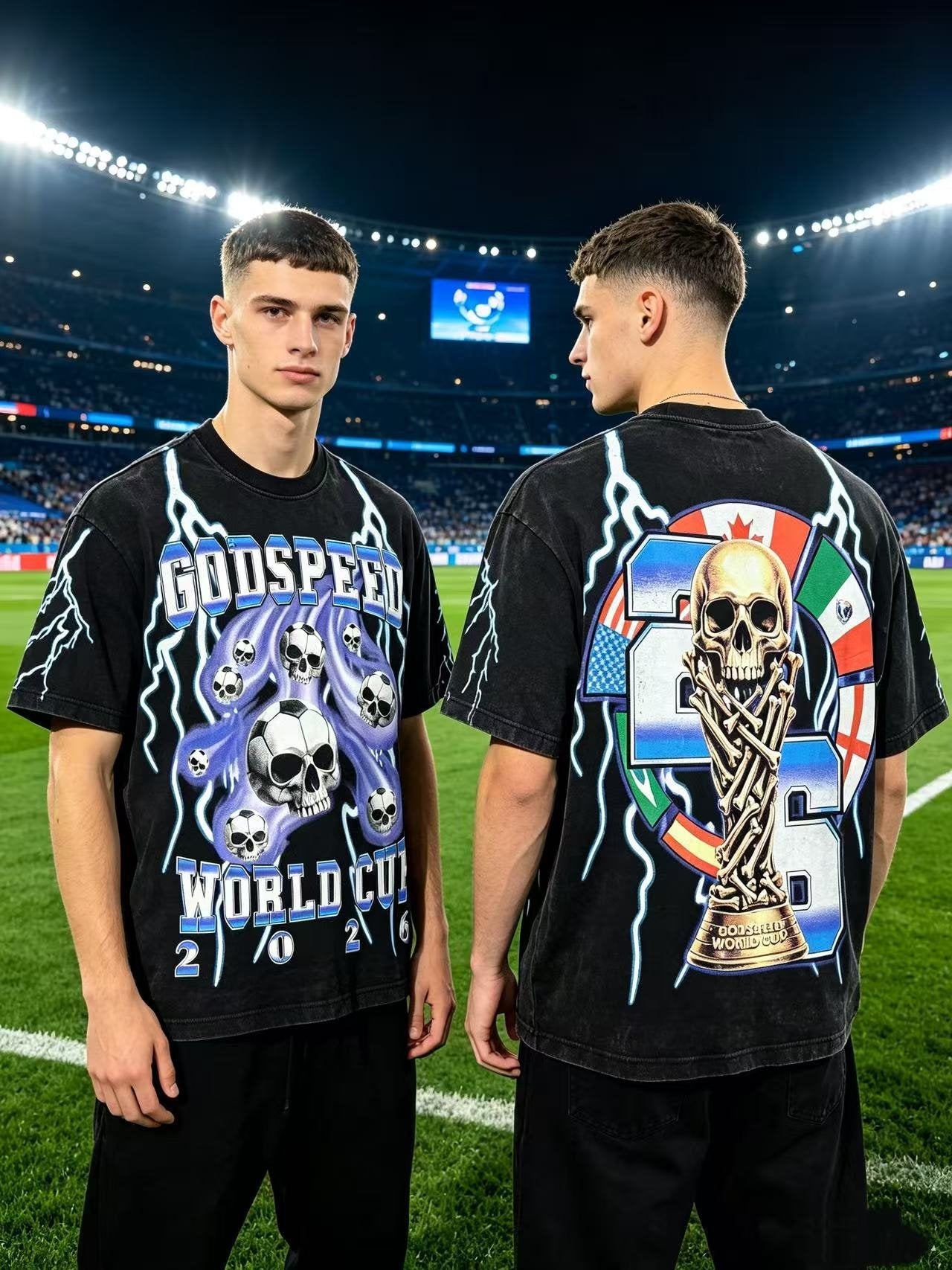 Godspeed World Cup 2026 Skull Soccer Graphic T-Shirt — context
