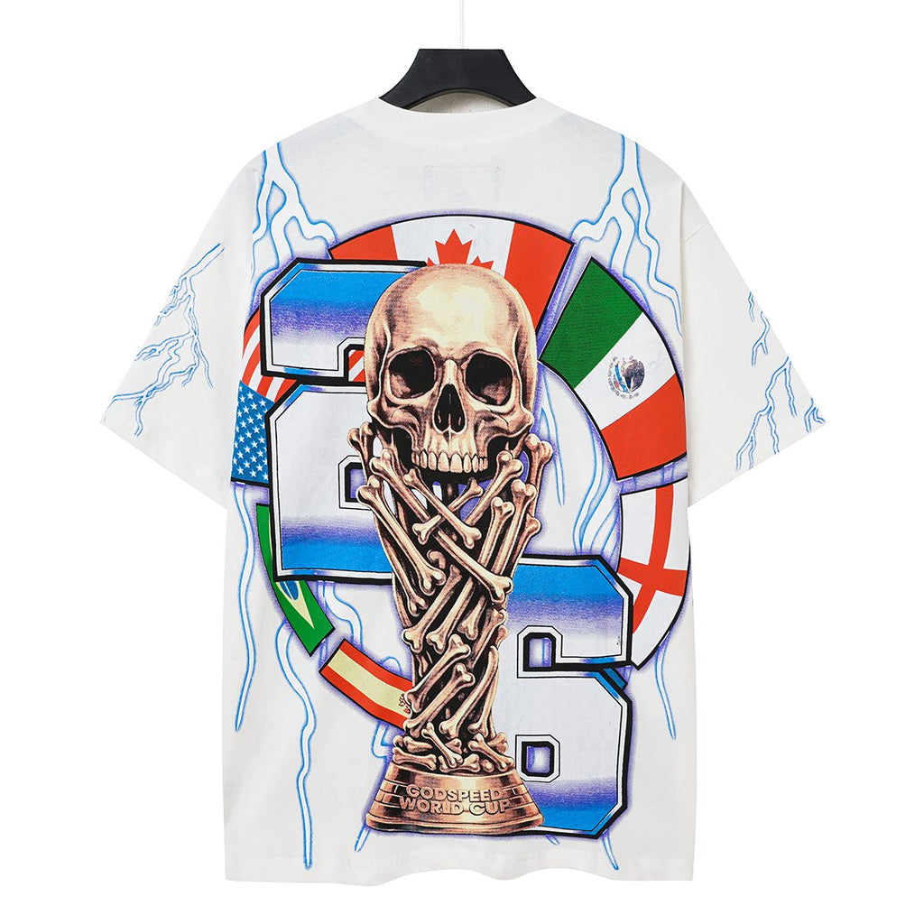 Godspeed World Cup 2026 Skull Soccer Graphic T-Shirt — back