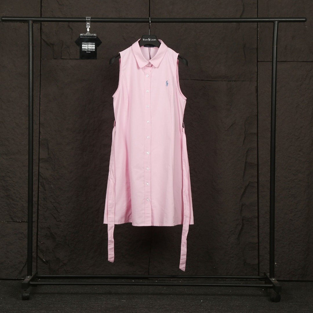 Test2-Ralph Lauren Sleeveless Belted Oxford Shirt Dress — front