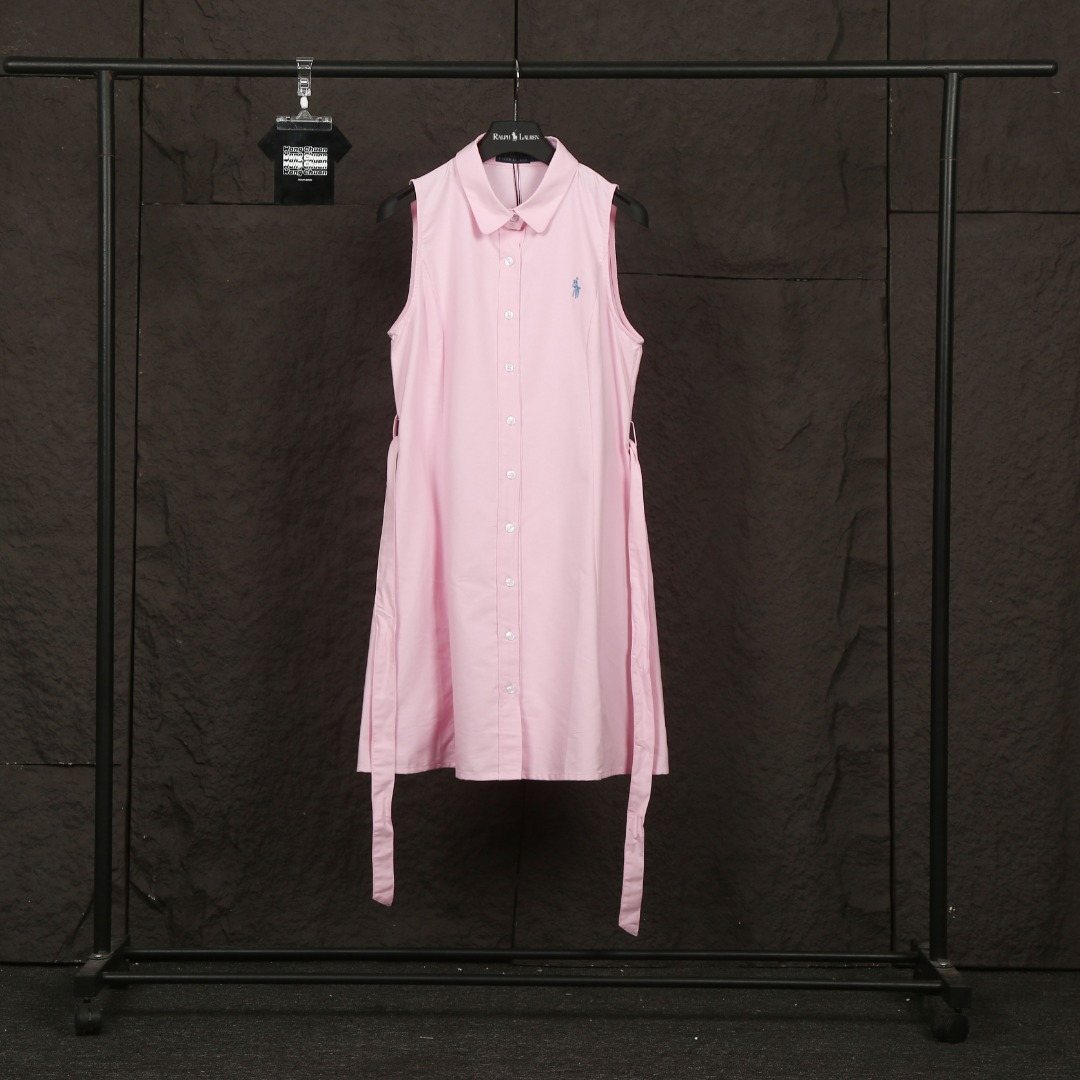 Test2-Ralph Lauren Sleeveless Belted Oxford Shirt Dress — front