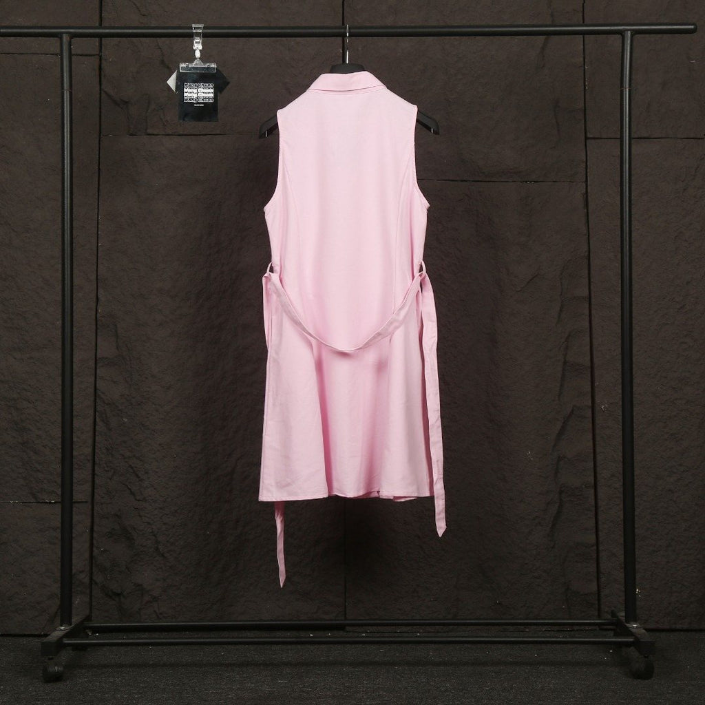Test2-Ralph Lauren Sleeveless Belted Oxford Shirt Dress — back