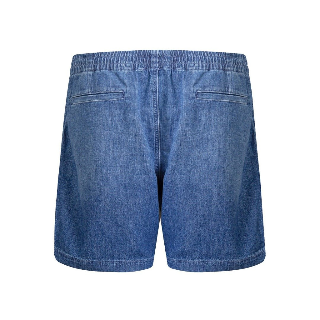 Test2-Ralph Lauren Washed Blue Drawstring Denim Shorts — back