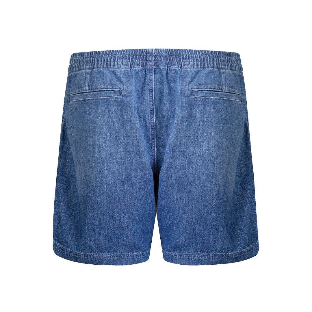 Test2-Ralph Lauren Washed Blue Drawstring Denim Shorts — back