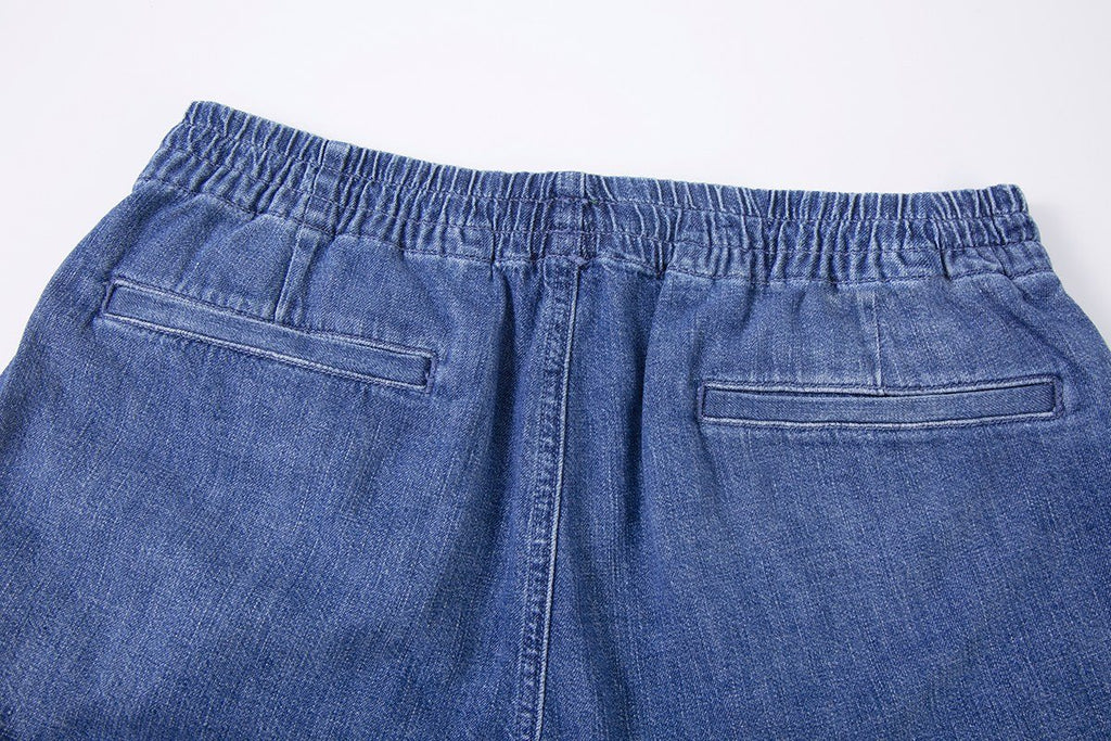 Test2-Ralph Lauren Washed Blue Drawstring Denim Shorts — detail