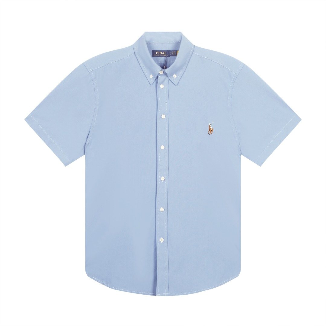Test2-Ralph Lauren Cotton Oxford Short-Sleeve Button-Down Shirt — front