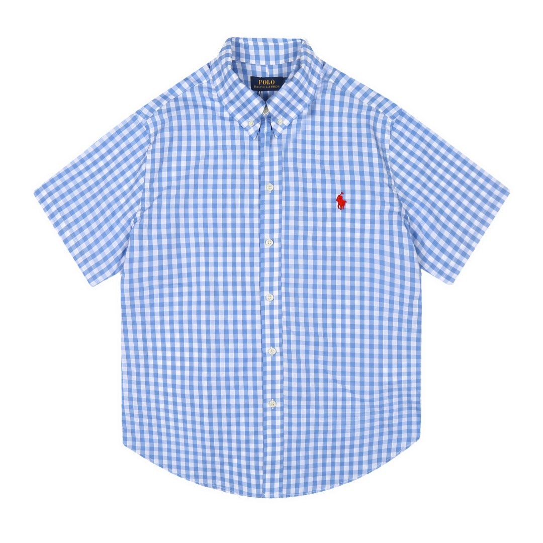 Test2-Ralph Lauren Gingham Short-Sleeve Button-Down Shirt — front