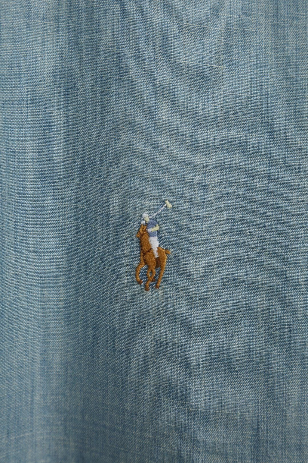 Test2-Ralph Lauren Slub Denim Short-Sleeve Button-Up Shirt — detail