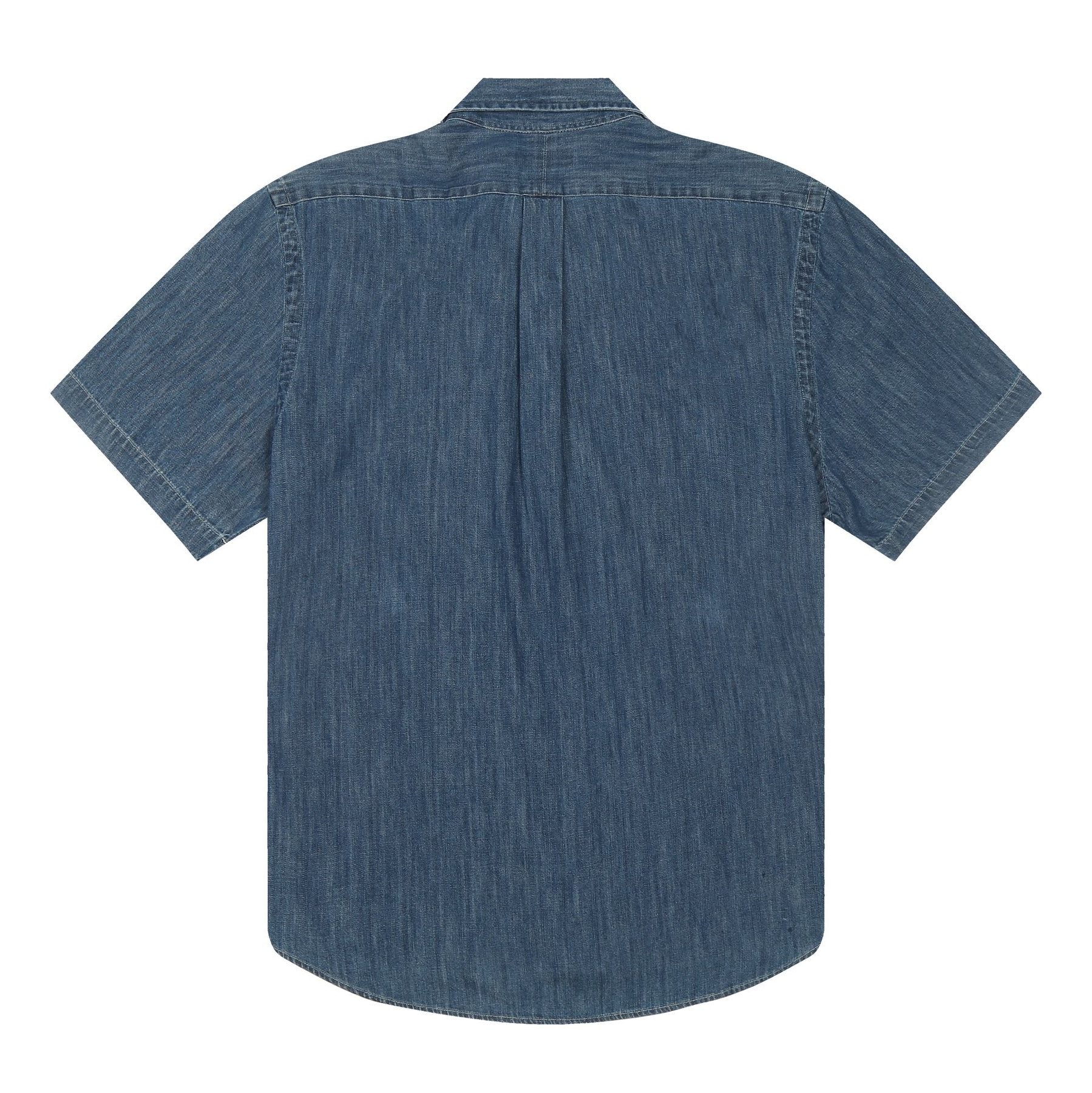 Test2-Ralph Lauren Slub Denim Short-Sleeve Button-Up Shirt — back