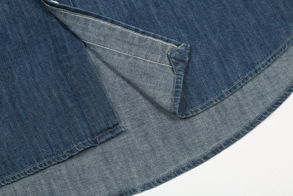 Test2-Ralph Lauren Slub Denim Short-Sleeve Button-Up Shirt — detail