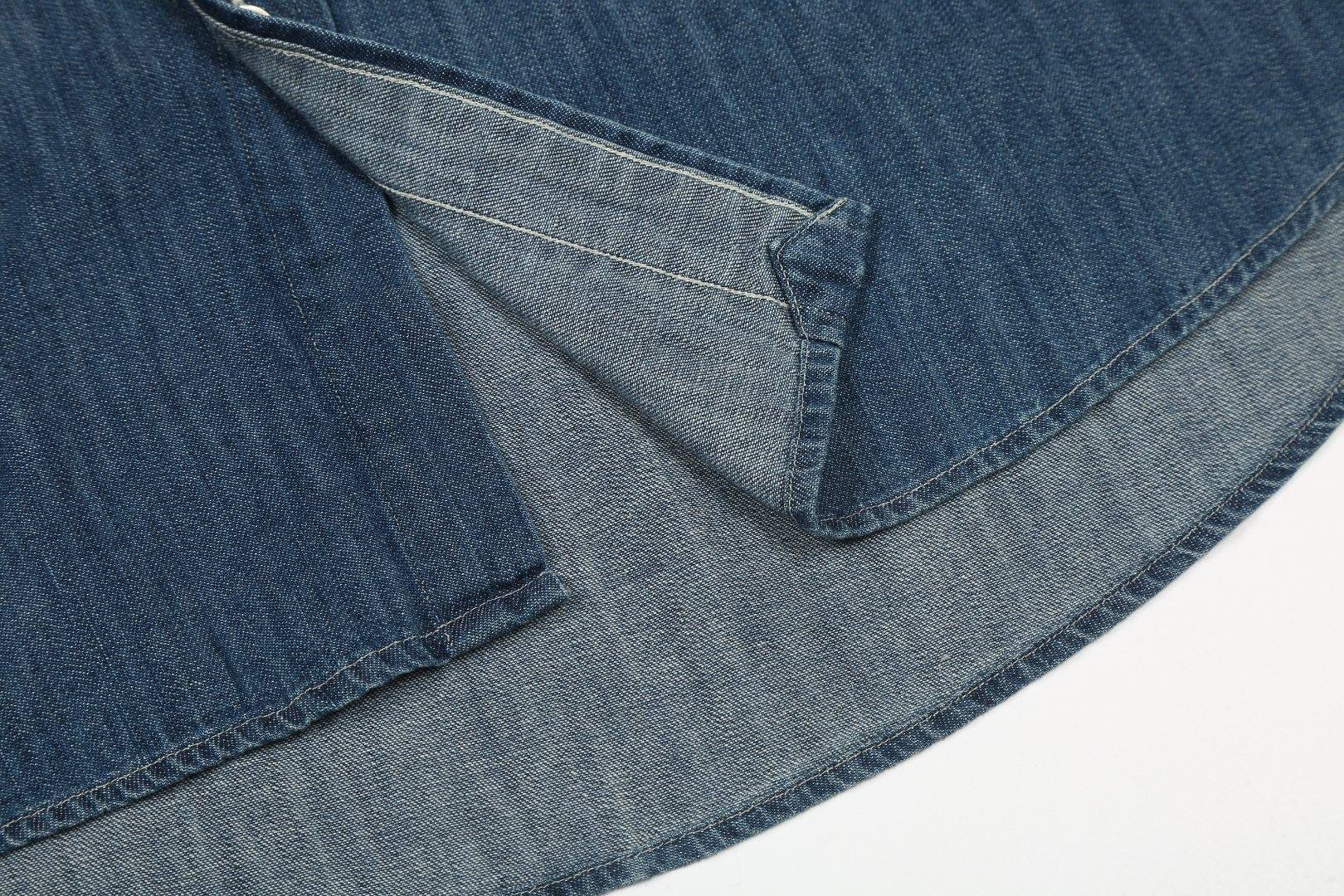 Test2-Ralph Lauren Slub Denim Short-Sleeve Button-Up Shirt — detail