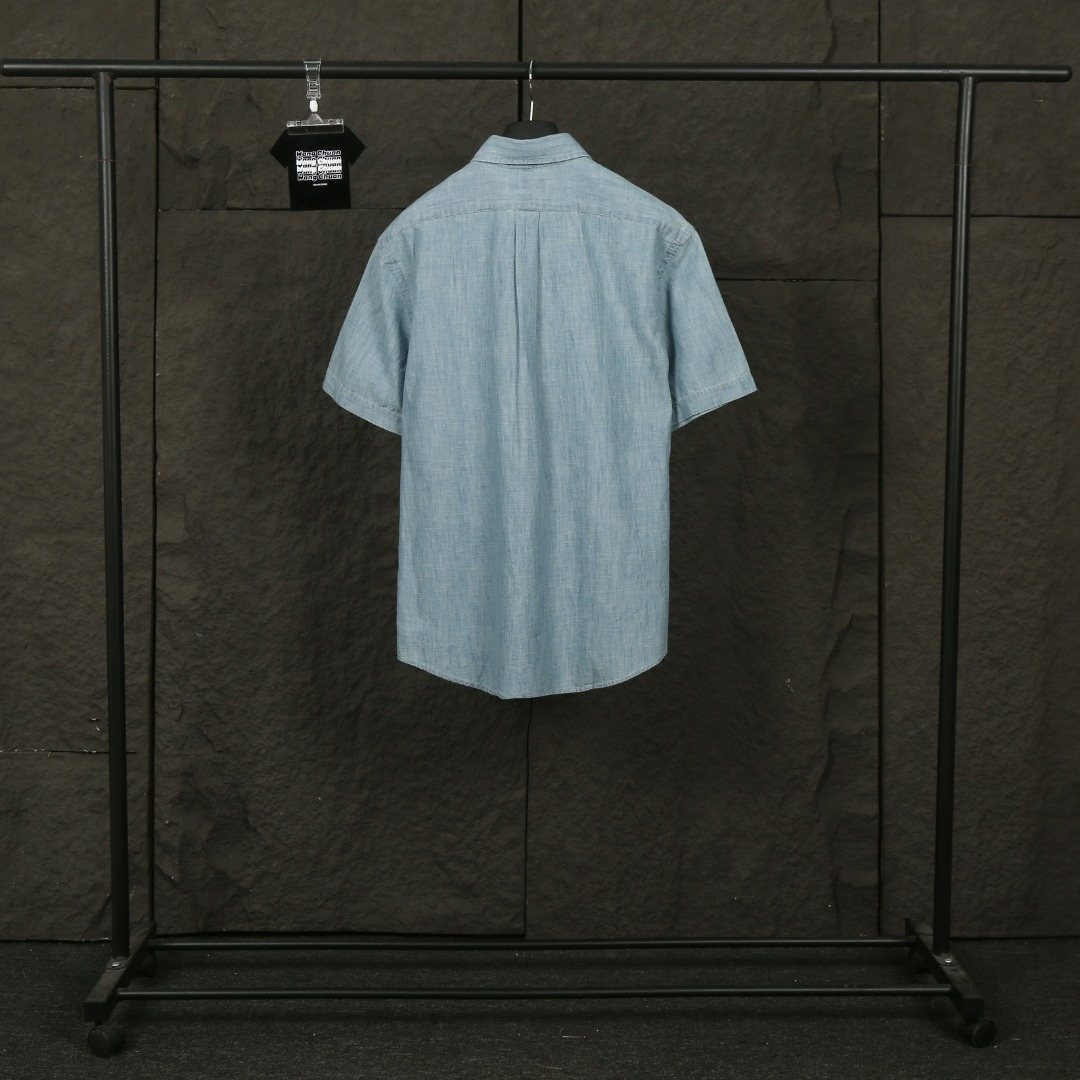 Test2-Ralph Lauren Slub Denim Short-Sleeve Button-Up Shirt — back