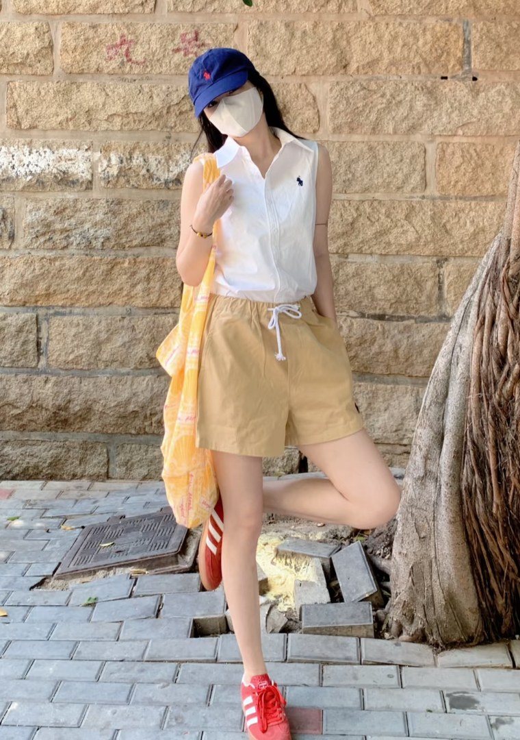 Test2-Ralph Lauren Washed Cotton Drawstring Shorts — model