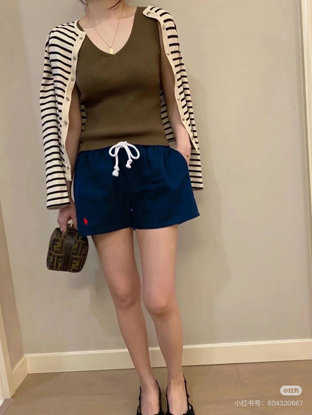 Test2-Ralph Lauren Washed Cotton Drawstring Shorts — model