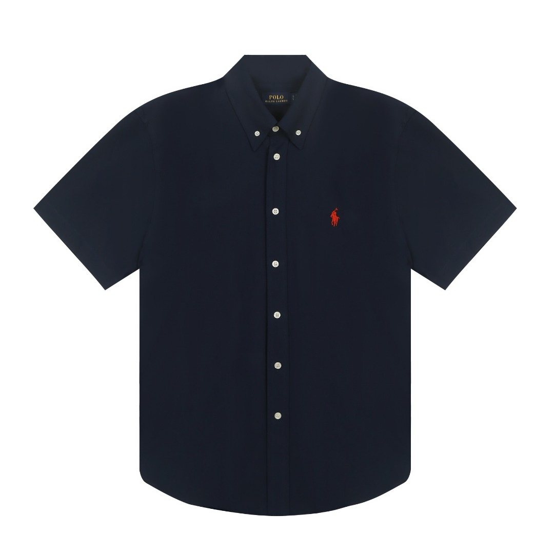 Test2-Ralph Lauren Oxford Short-Sleeve Button-Front Shirt — front