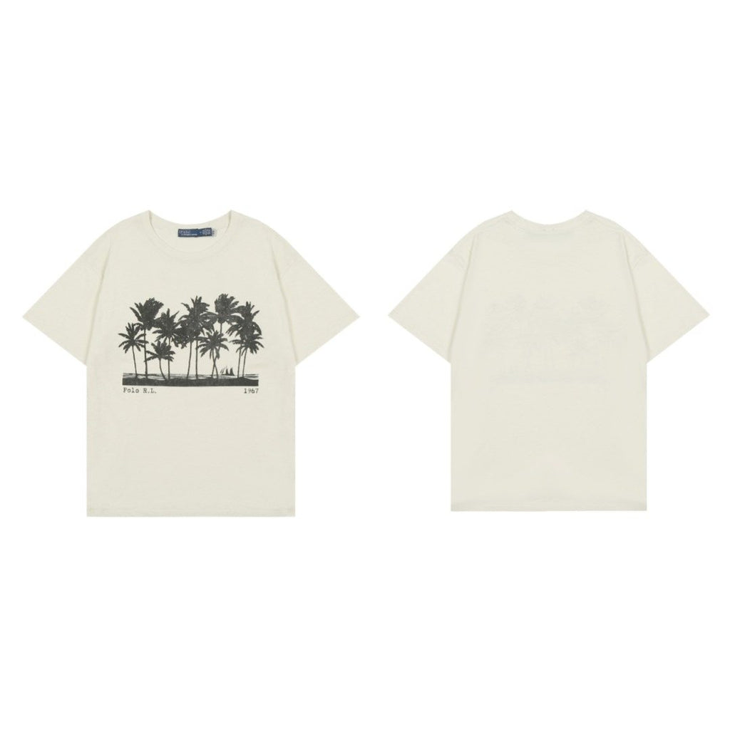Test2-Ralph Lauren Palm Tree Slub Cotton T-Shirt — front