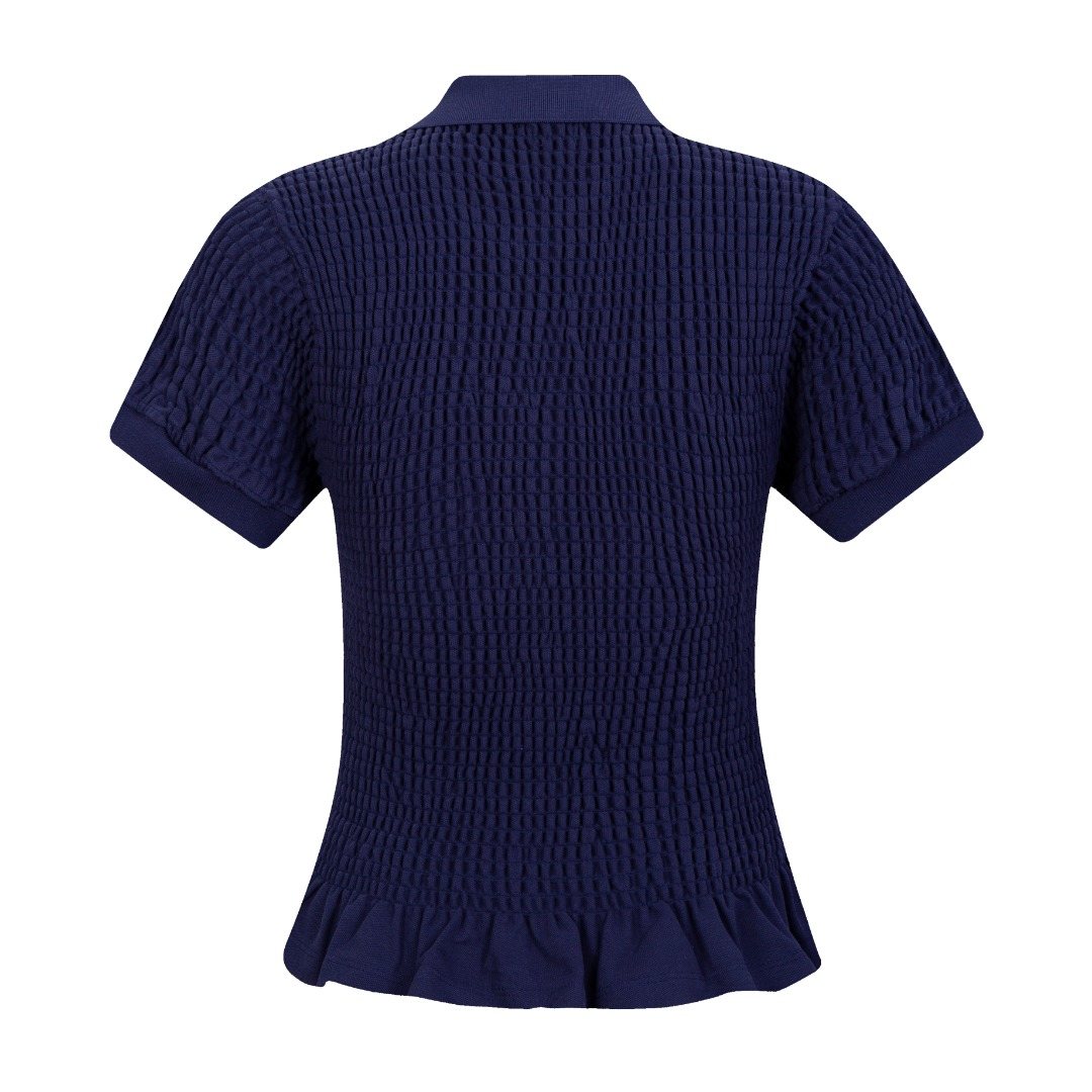 Test2-Ralph Lauren Ruffled-Hem Piqué Polo Top — back