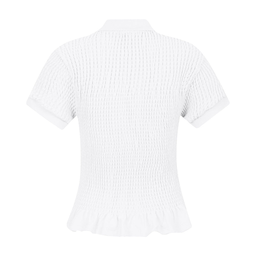 Test2-Ralph Lauren Ruffled-Hem Piqué Polo Top — back
