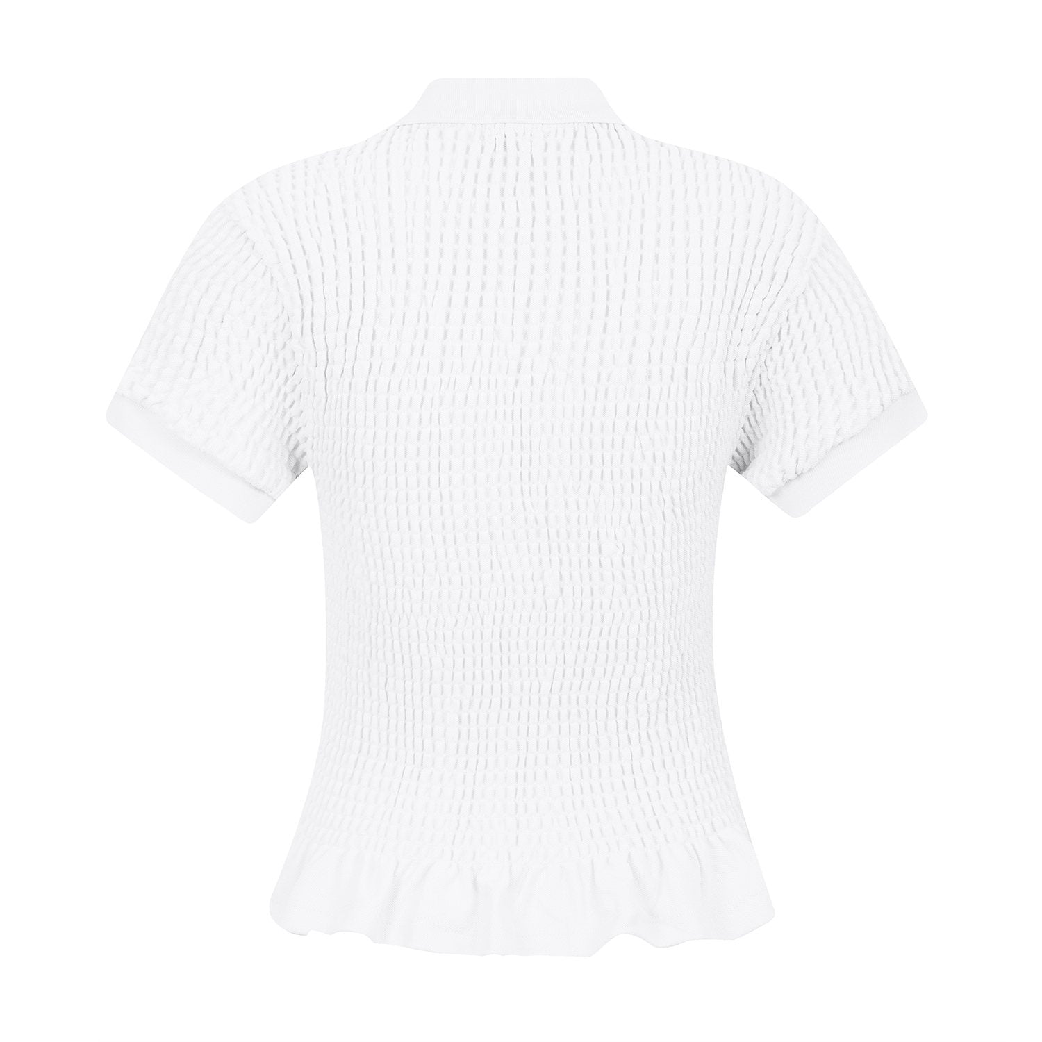 Test2-Ralph Lauren Ruffled-Hem Piqué Polo Top — back
