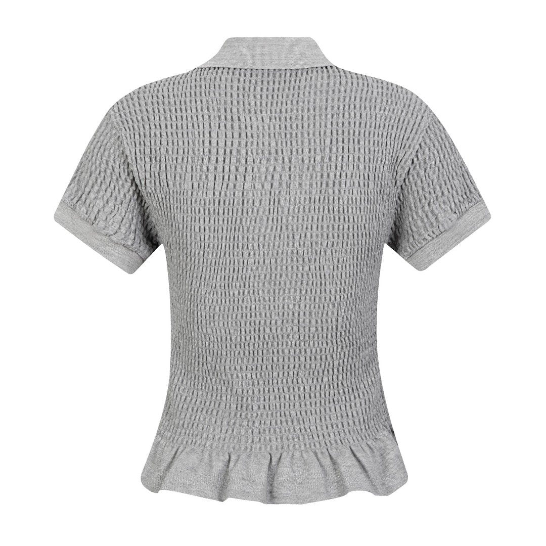 Test2-Ralph Lauren Ruffled-Hem Piqué Polo Top — back