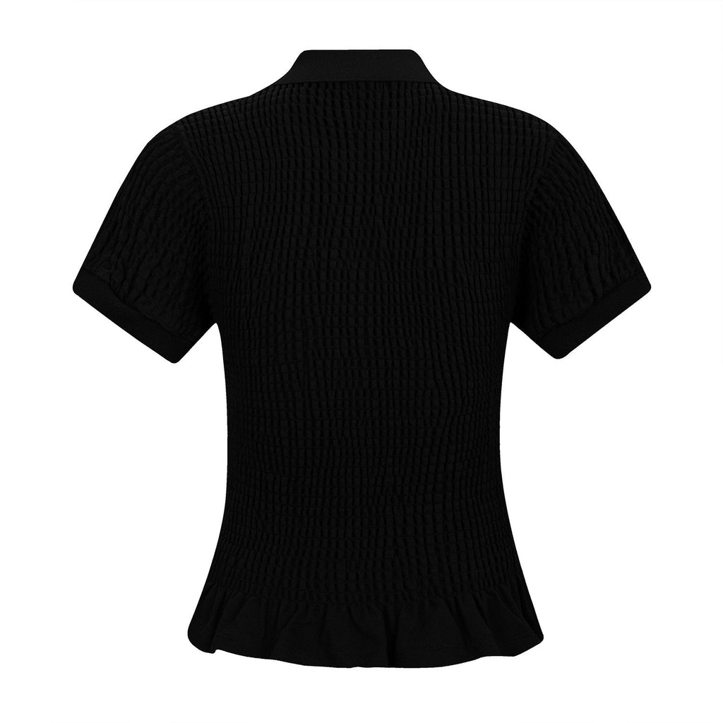 Test2-Ralph Lauren Ruffled-Hem Piqué Polo Top — back