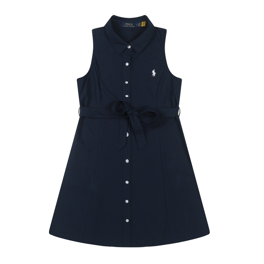 Test2-Ralph Lauren Belted Sleeveless Shirt Dress — front